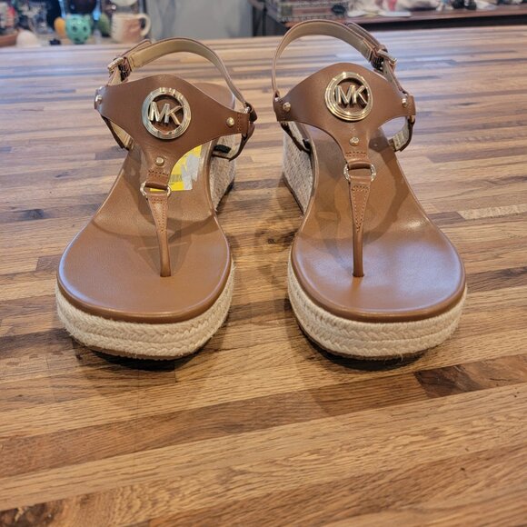 Michael Kors Casey Wedge Espadrille Platform Sandals, Luggage Brown - Picture 4 of 11